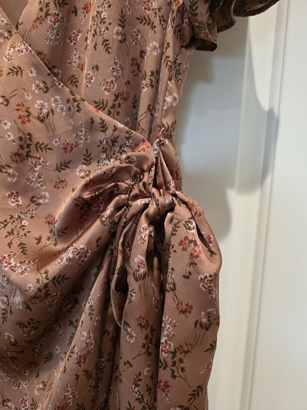 Reformation Mauve Floral Wrap Mini Dress - Picture 4 of 7